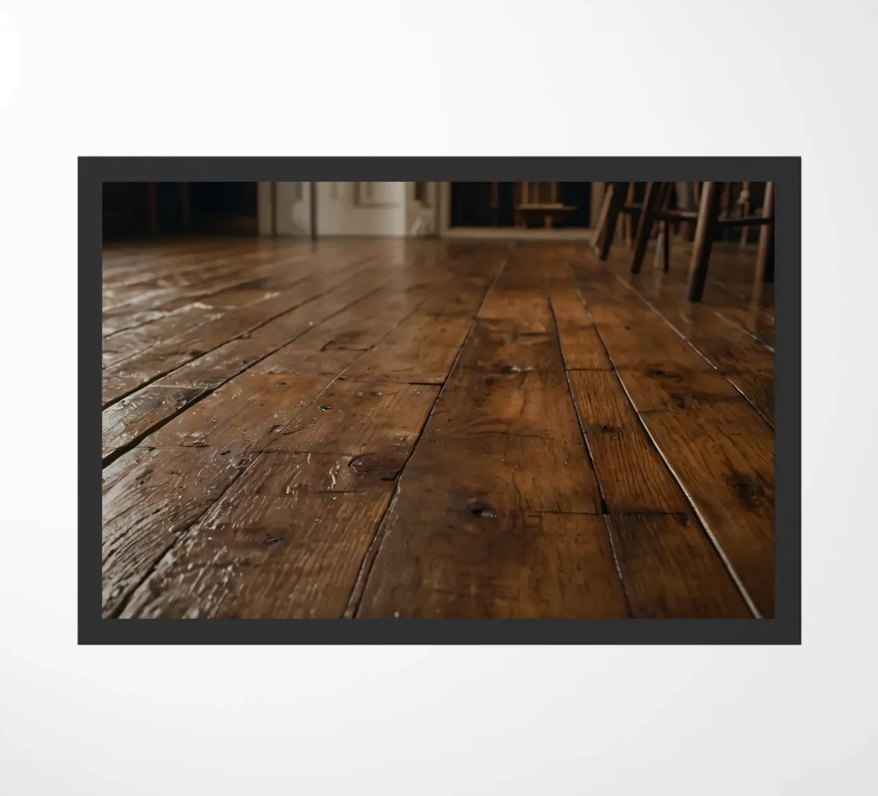 Pavimento in legno con texture ricca e lucentezza in un ambiente accogliente zerbino da DesignDoodle