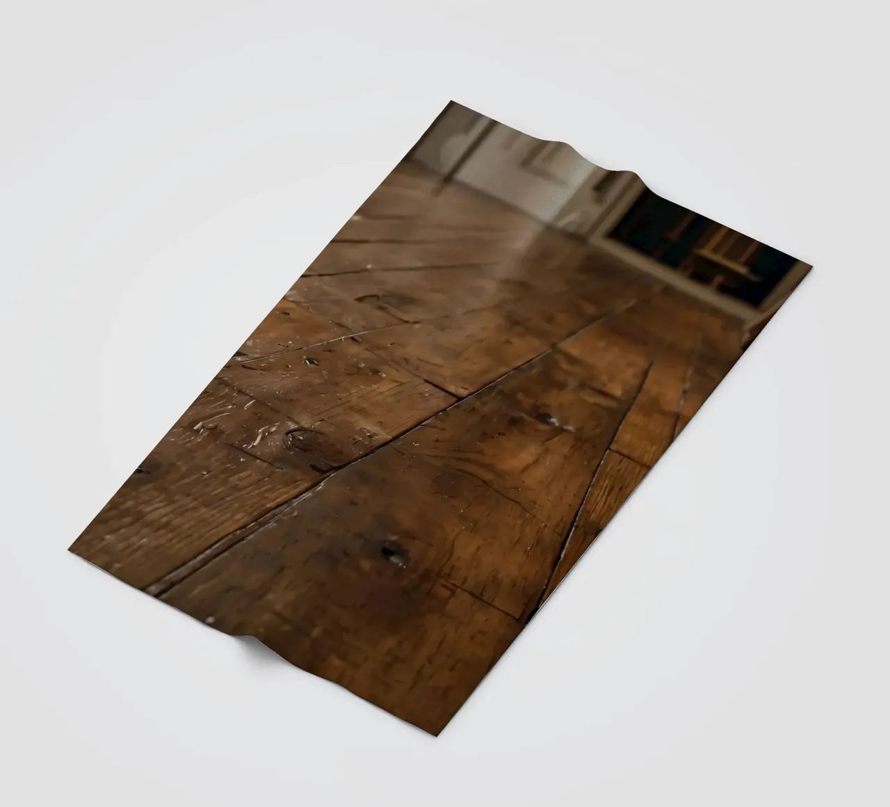 Pavimento in legno con texture ricca e lucentezza in un ambiente accogliente coperta in pile da DesignDoodle