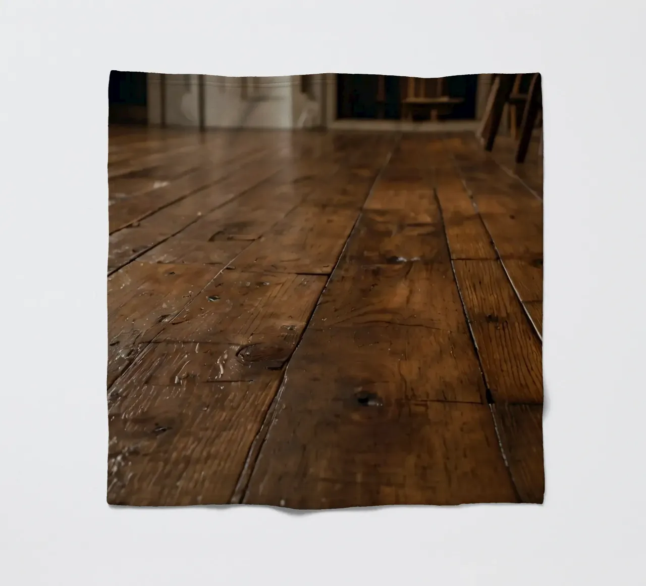 Pavimento in legno con texture ricca e lucentezza in un ambiente accogliente coperta in pile da DesignDoodle