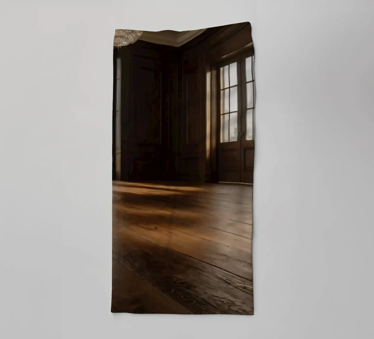 empty room with polished wooden floor and large windows towel by DesignDoodle
