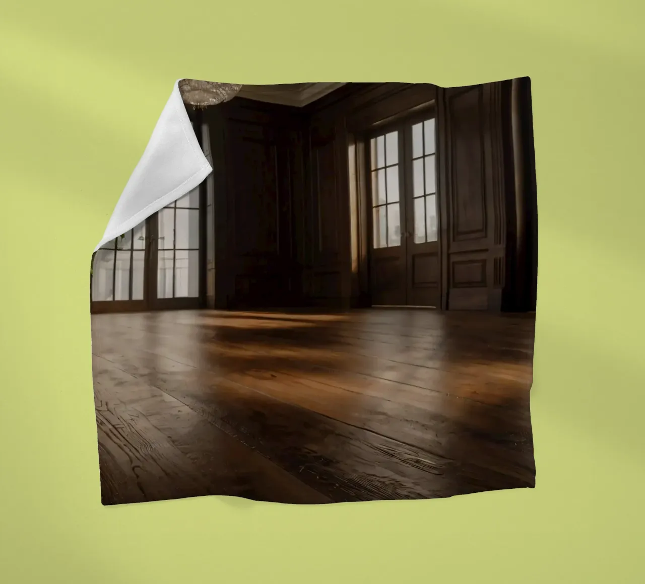 empty room with polished wooden floor and large windows fleece blanket by DesignDoodle