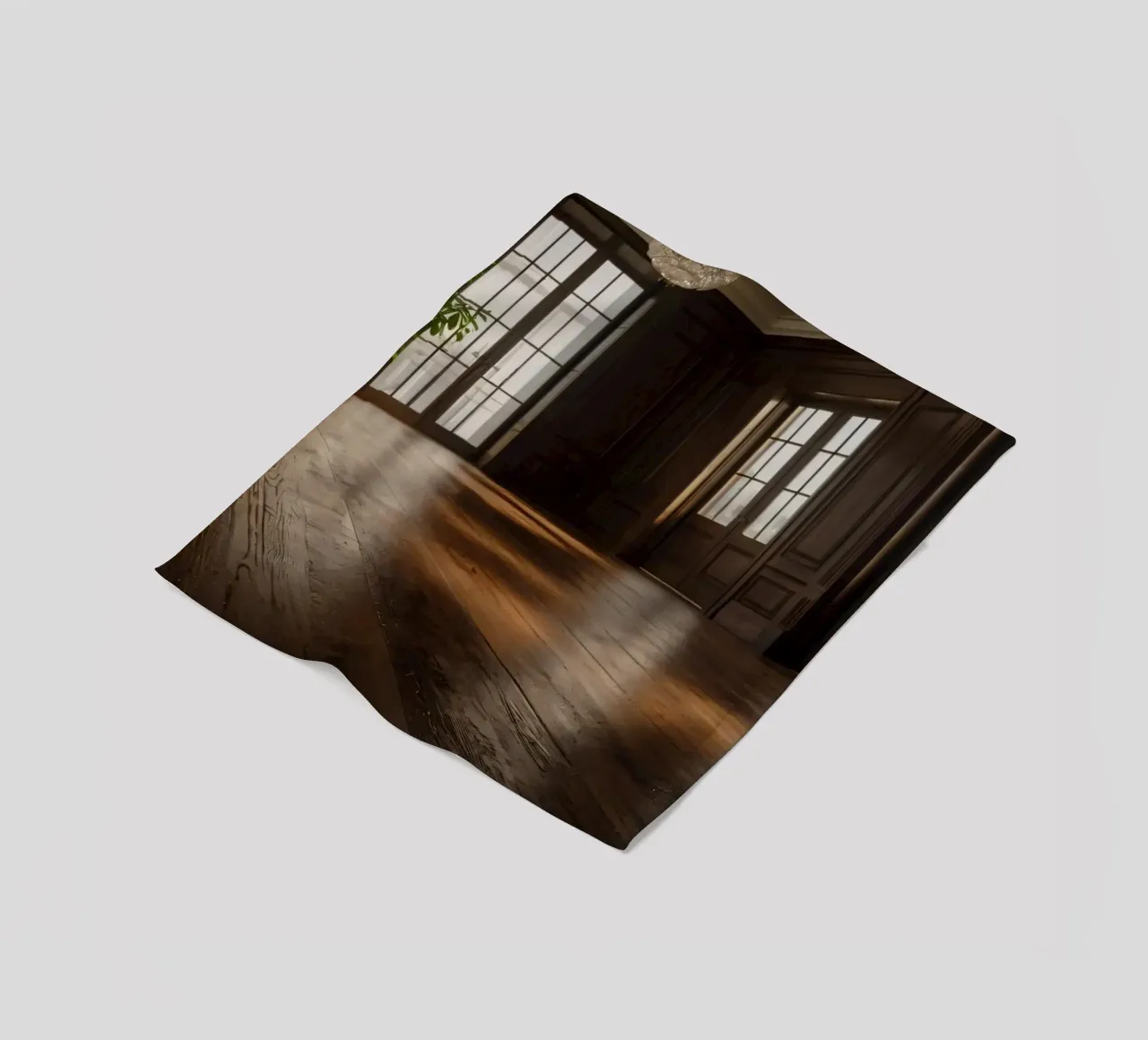 empty room with polished wooden floor and large windows fleece blanket by DesignDoodle