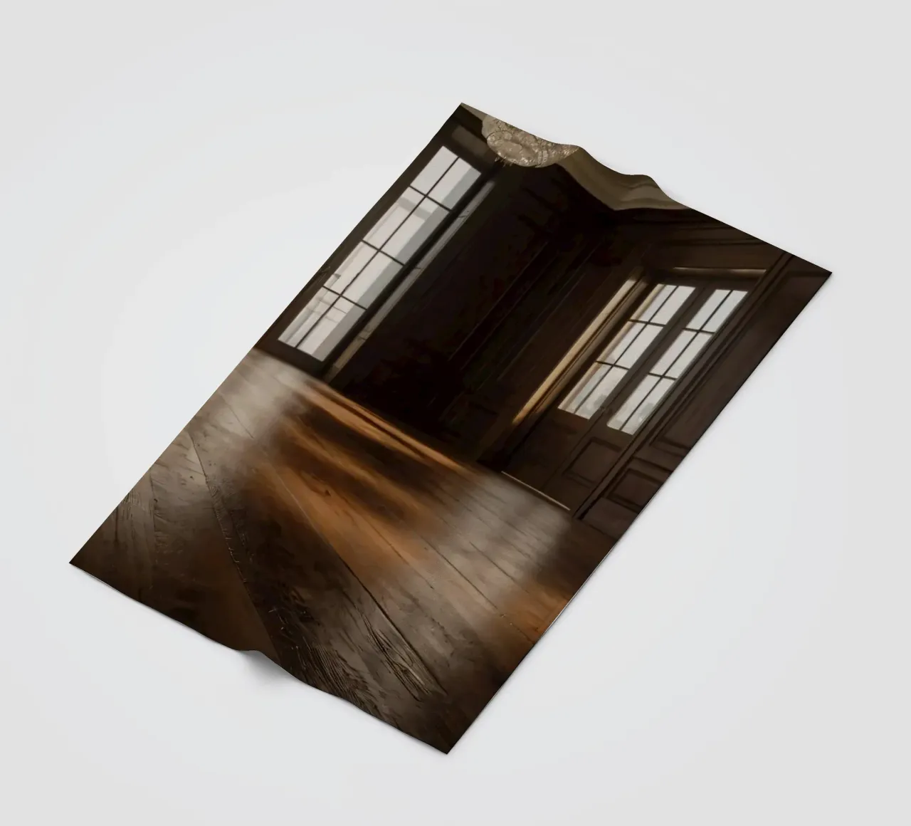 empty room with polished wooden floor and large windows fleece blanket by DesignDoodle
