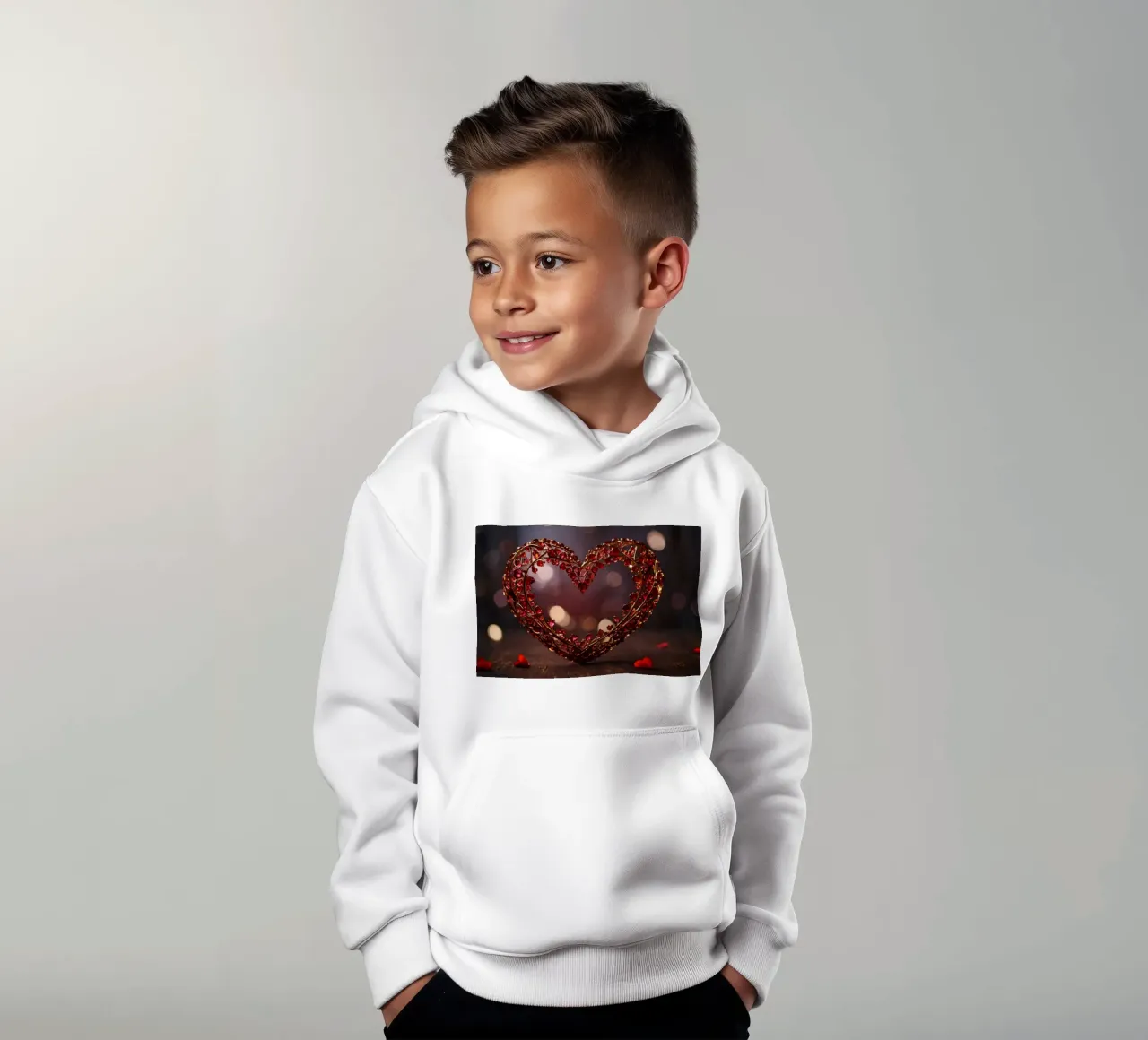 Una composizione decorativa a forma di cuore con gemme scintillanti felpa bambino con cappuccio da DesignDoodle