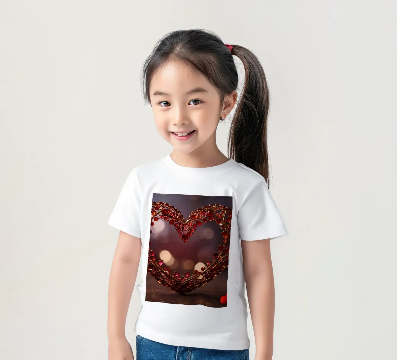 A decorative heart-shaped arrangement with sparkling gems kids t-shirt by DesignDoodle