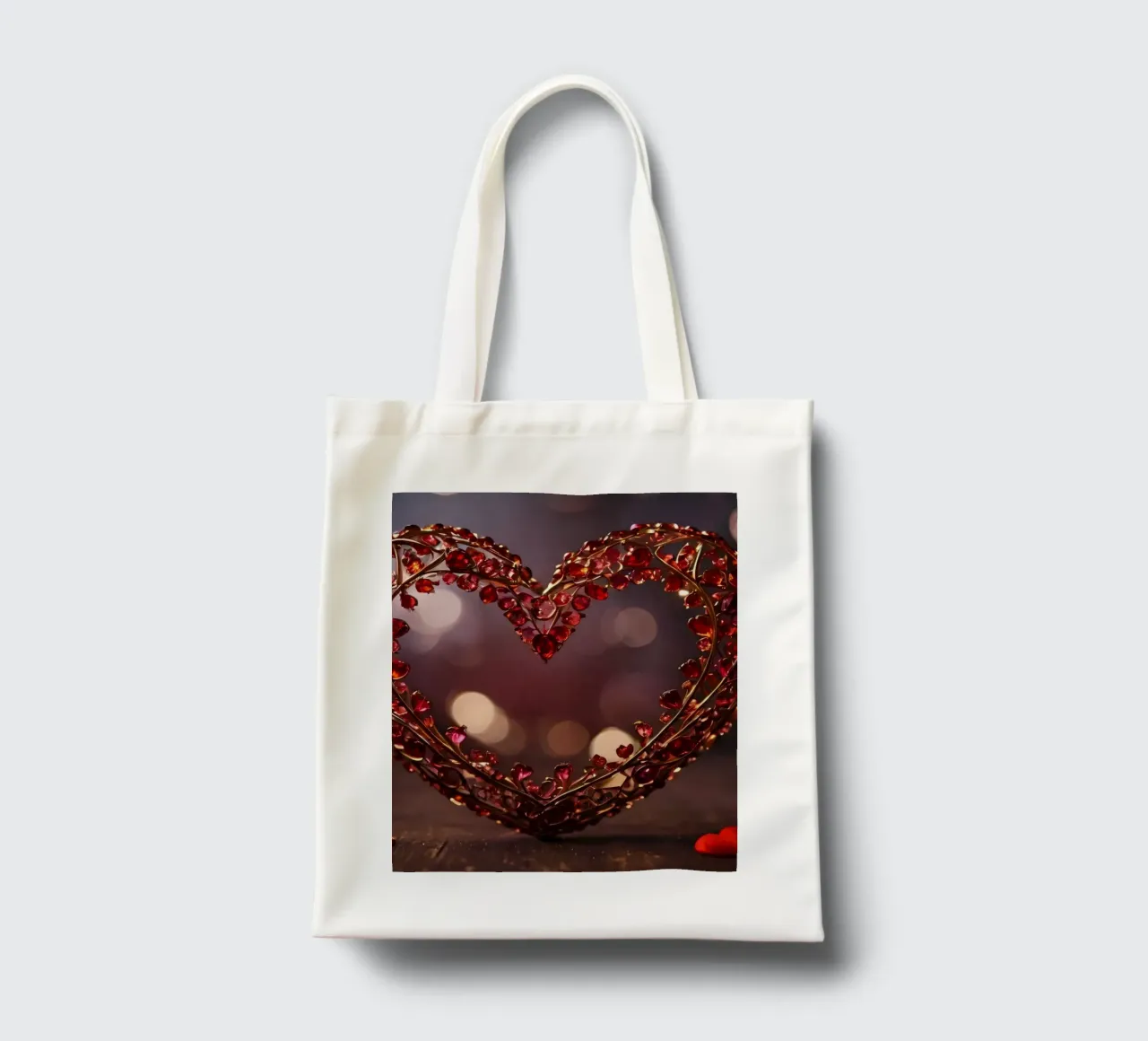 Una composizione decorativa a forma di cuore con gemme scintillanti borsa in juta da DesignDoodle