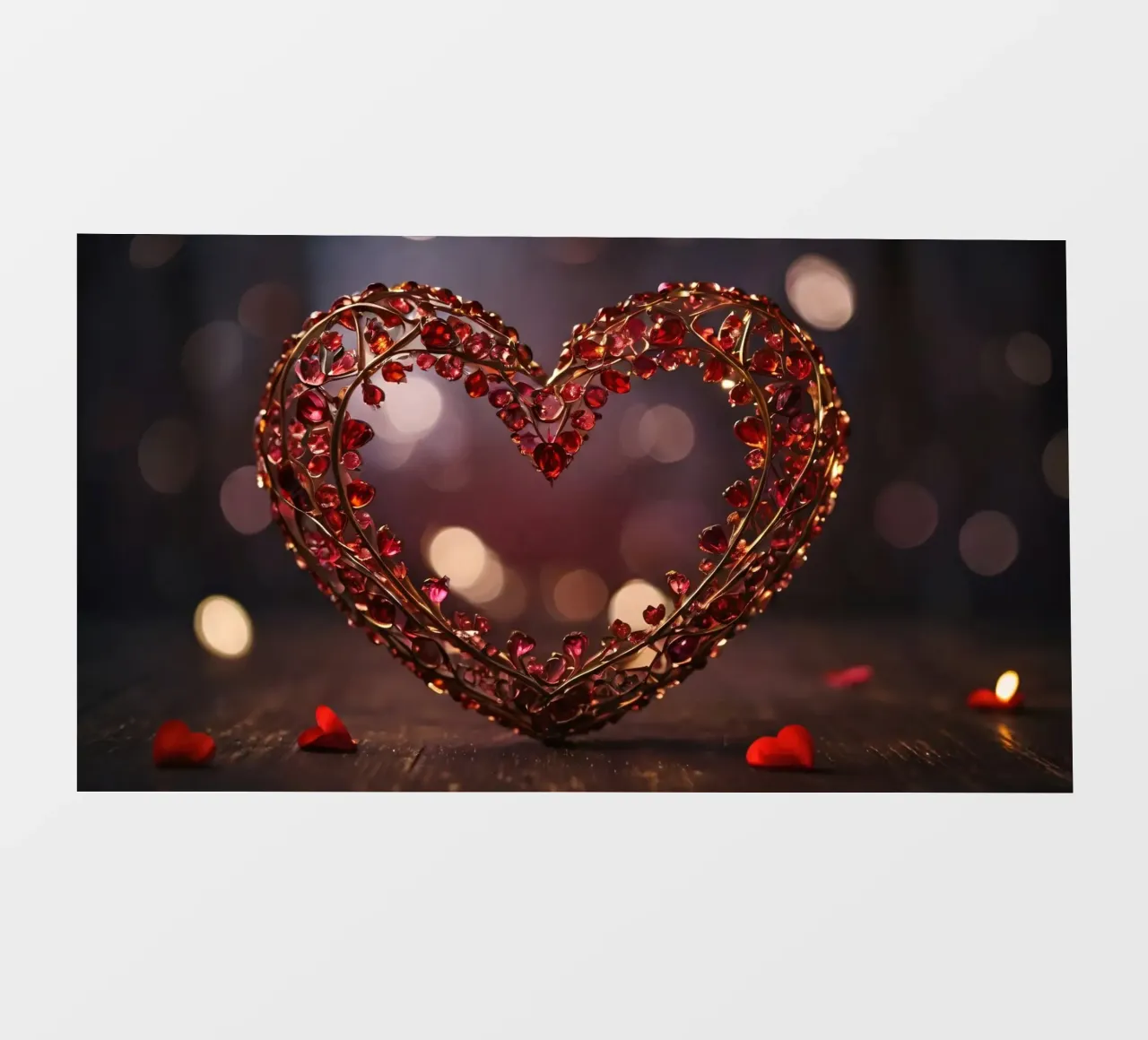 Una composizione decorativa a forma di cuore con gemme scintillanti telo in pvc da DesignDoodle