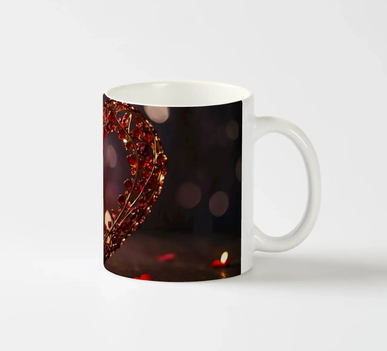 Una composizione decorativa a forma di cuore con gemme scintillanti tazza in ceramica da DesignDoodle