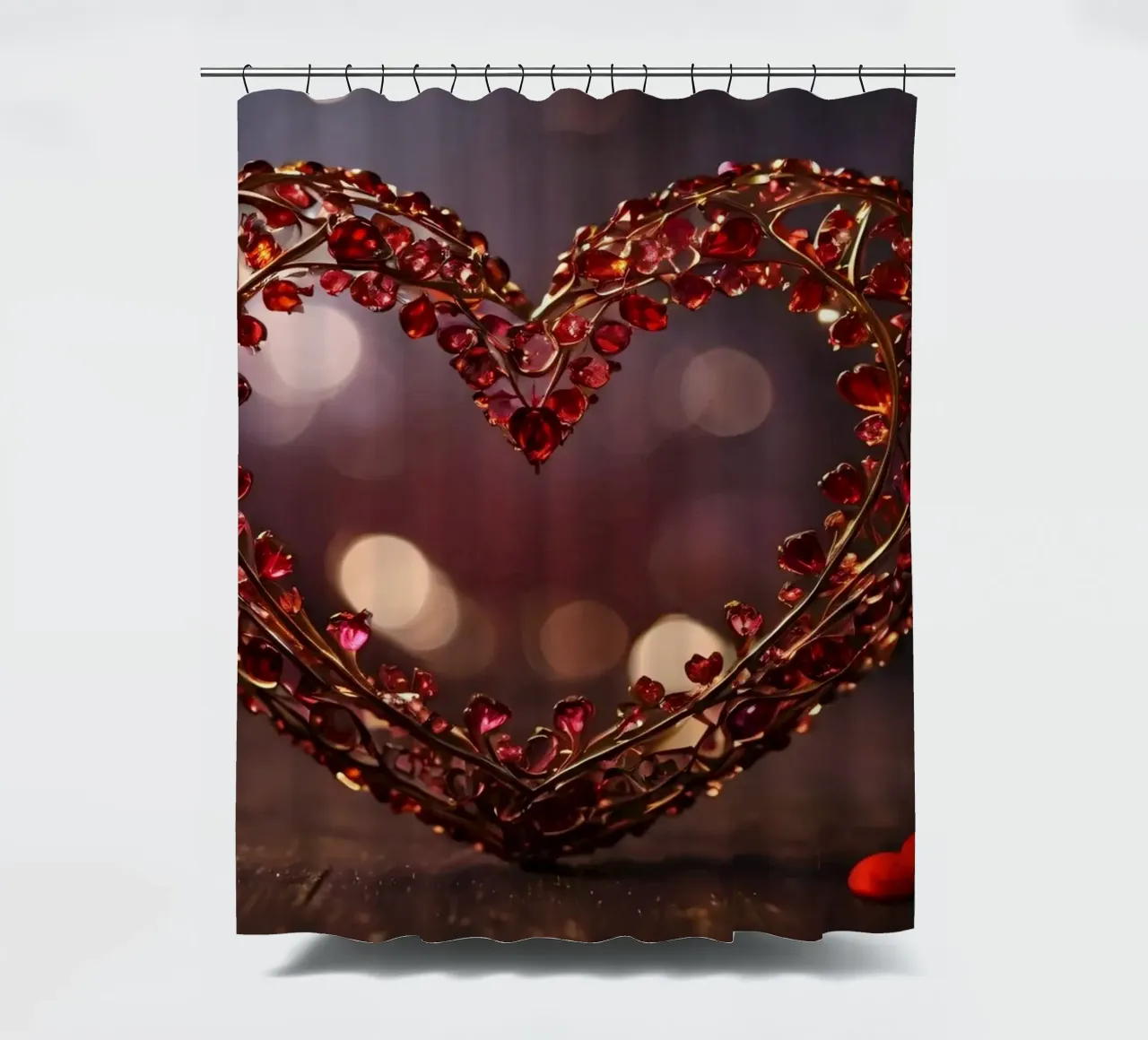 Una composizione decorativa a forma di cuore con gemme scintillanti tenda da doccia da DesignDoodle