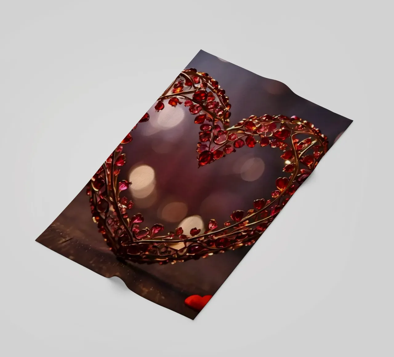 A decorative heart-shaped arrangement with sparkling gems beach towel by DesignDoodle