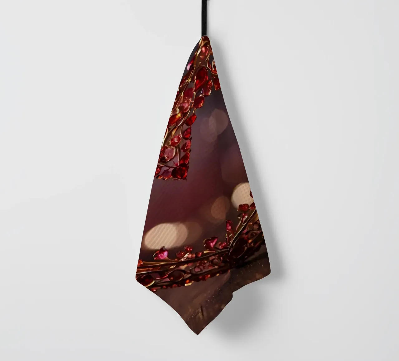 A decorative heart-shaped arrangement with sparkling gems tea towel by DesignDoodle