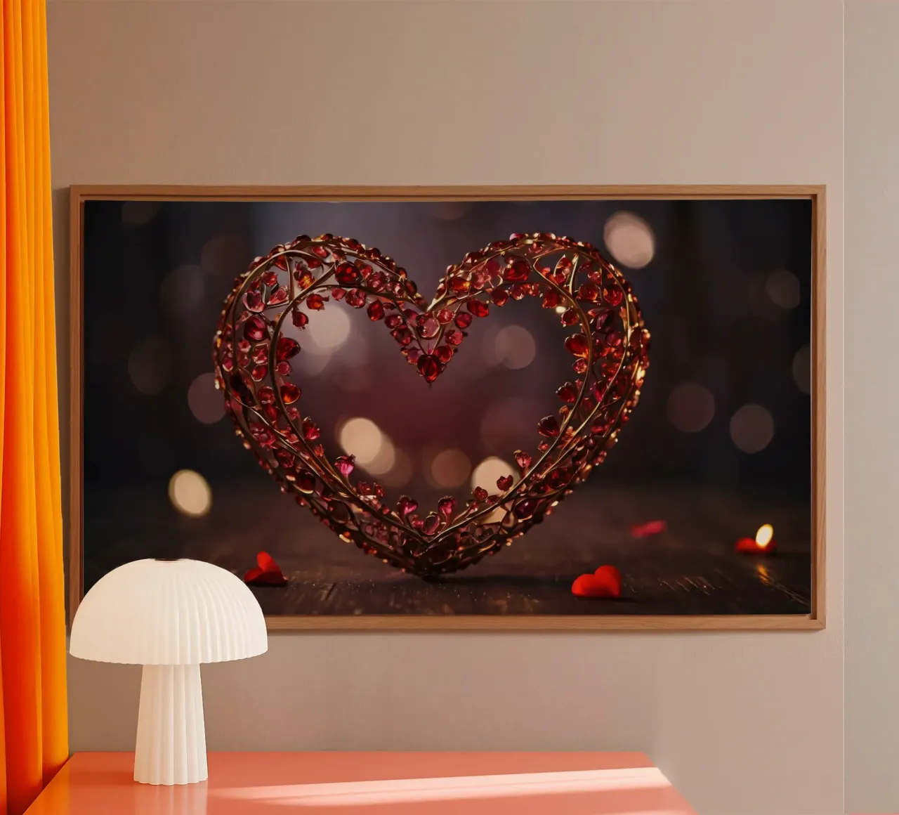 A decorative heart-shaped arrangement with sparkling gems alu-dibond by DesignDoodle