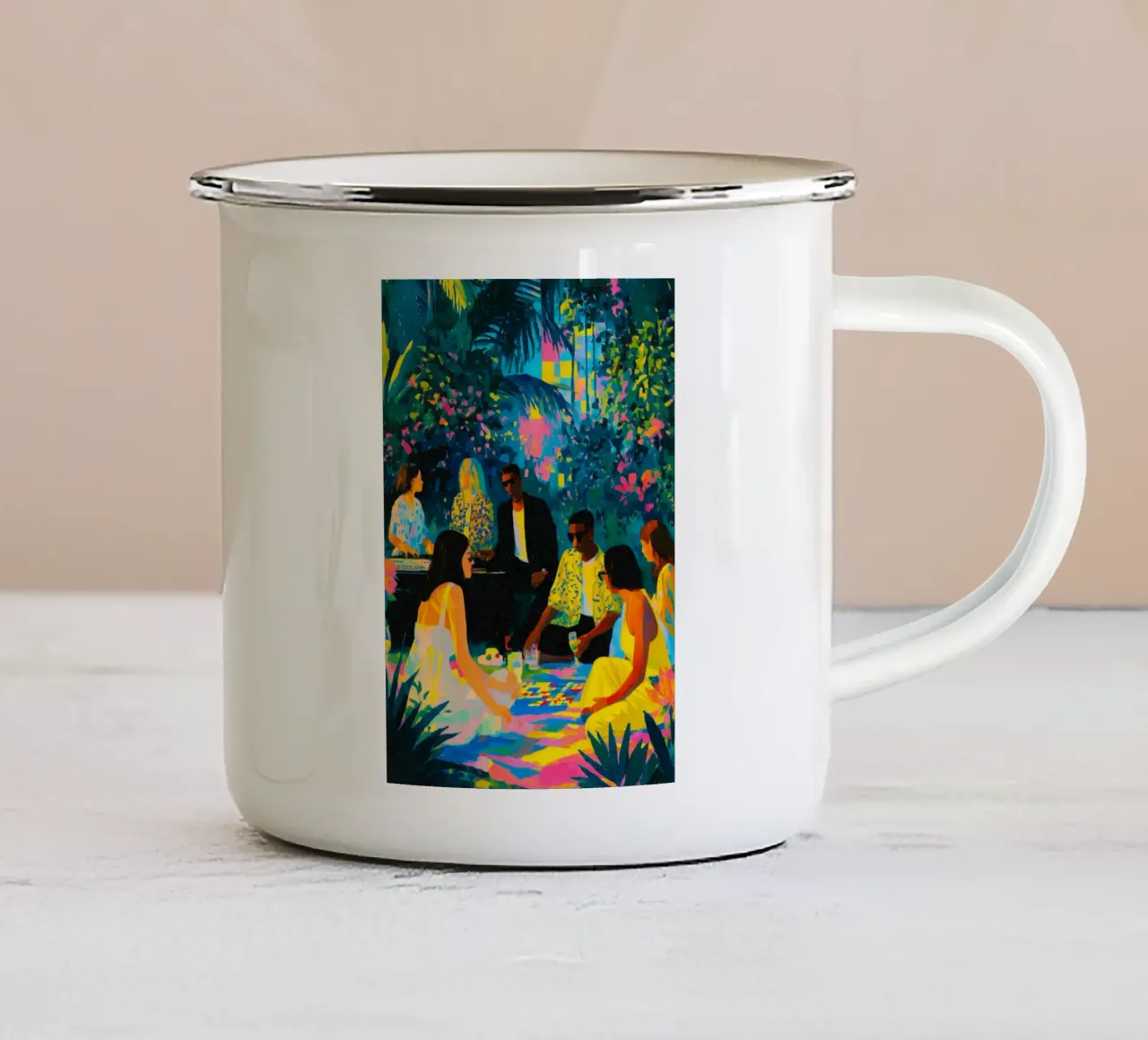 Giochi con gli amici tazza in smalto da Justyna Jaszke JBJart