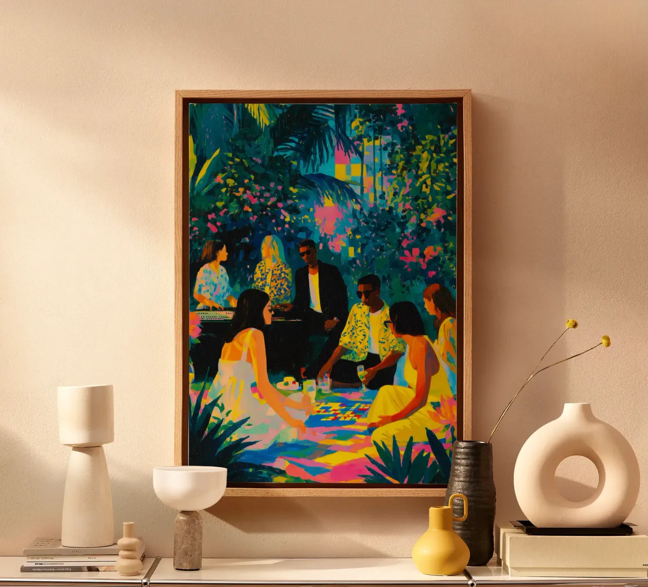 Spelletjes met vrienden canvas met Baklijst van Justyna Jaszke JBJart