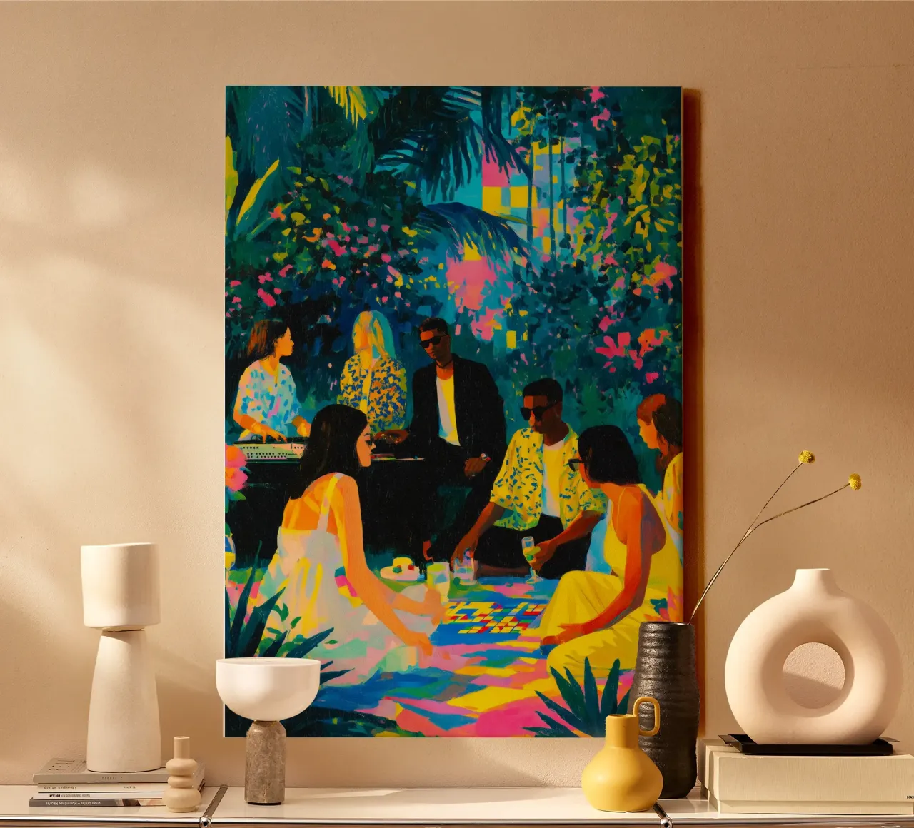 Spelletjes met vrienden canvas met Baklijst van Justyna Jaszke JBJart