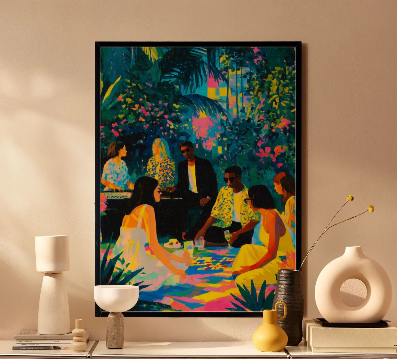 Juegos con amigos poster con marco de madera de Justyna Jaszke JBJart