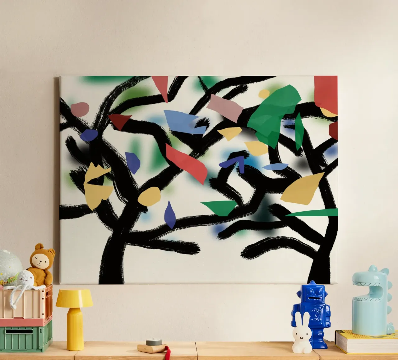 Speelse bladeren en takken canvas van Little Dean