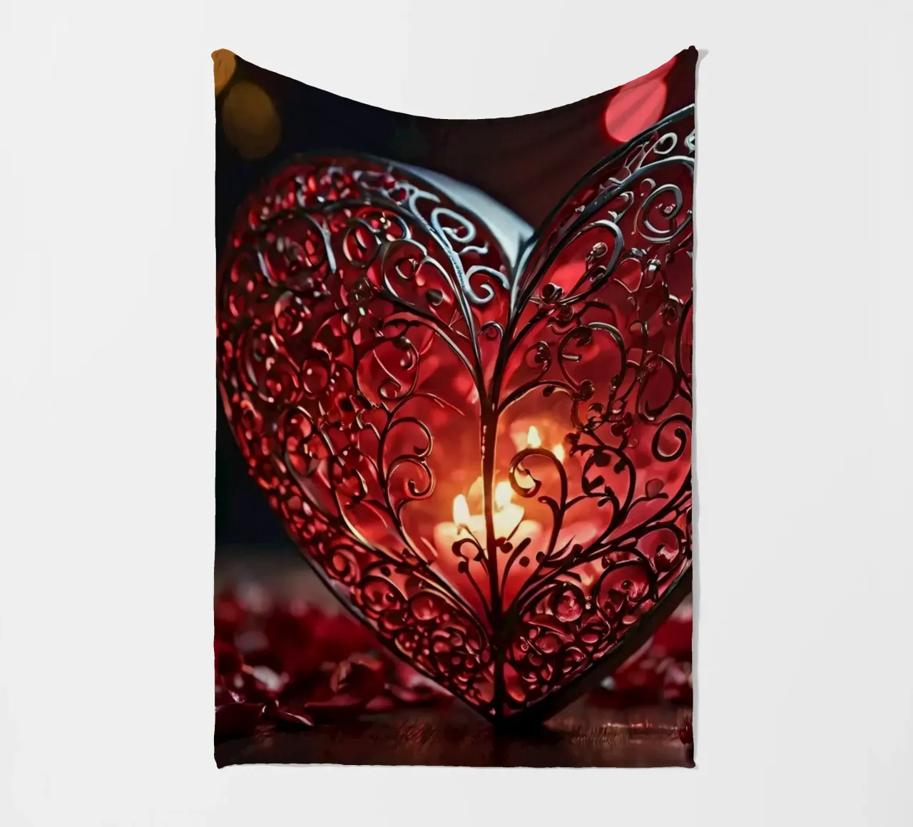 Una lanterna rossa a forma di cuore di ottima fattura coperta in pile da DesignDoodle