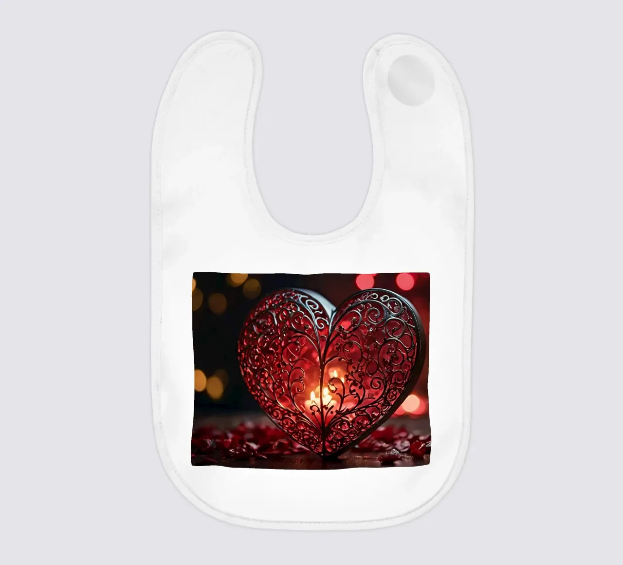 Una lanterna rossa a forma di cuore di ottima fattura bavaglino da DesignDoodle