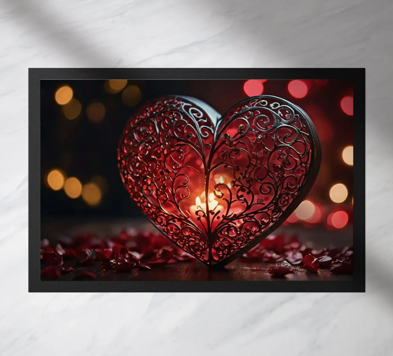 Una lanterna rossa a forma di cuore di ottima fattura zerbino da DesignDoodle