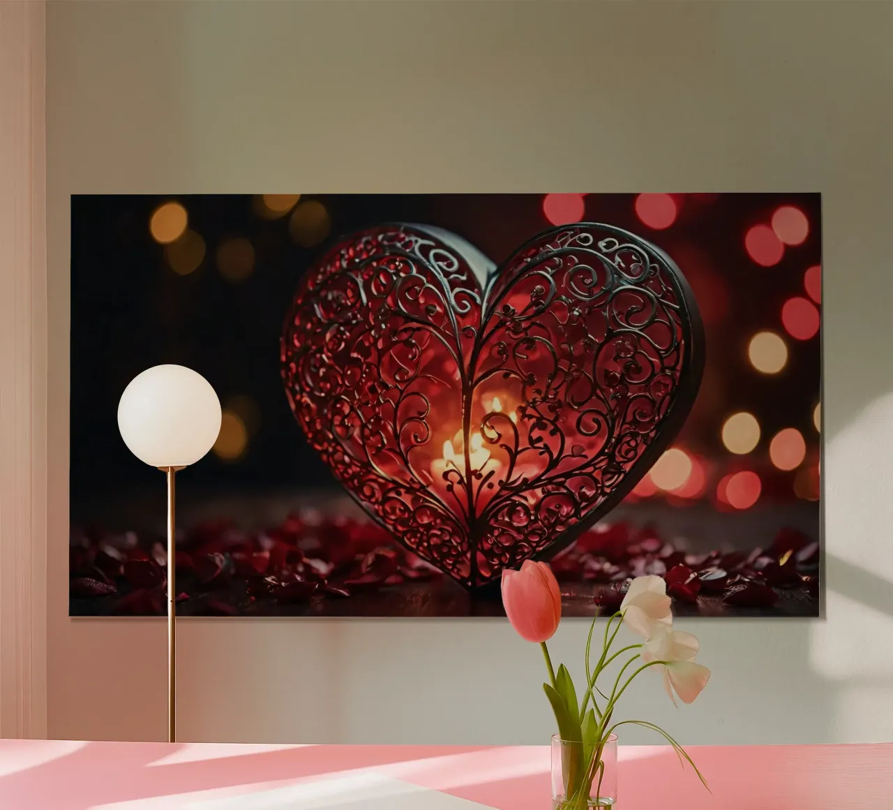 Una lanterna rossa a forma di cuore di ottima fattura carta hahnemühle da DesignDoodle