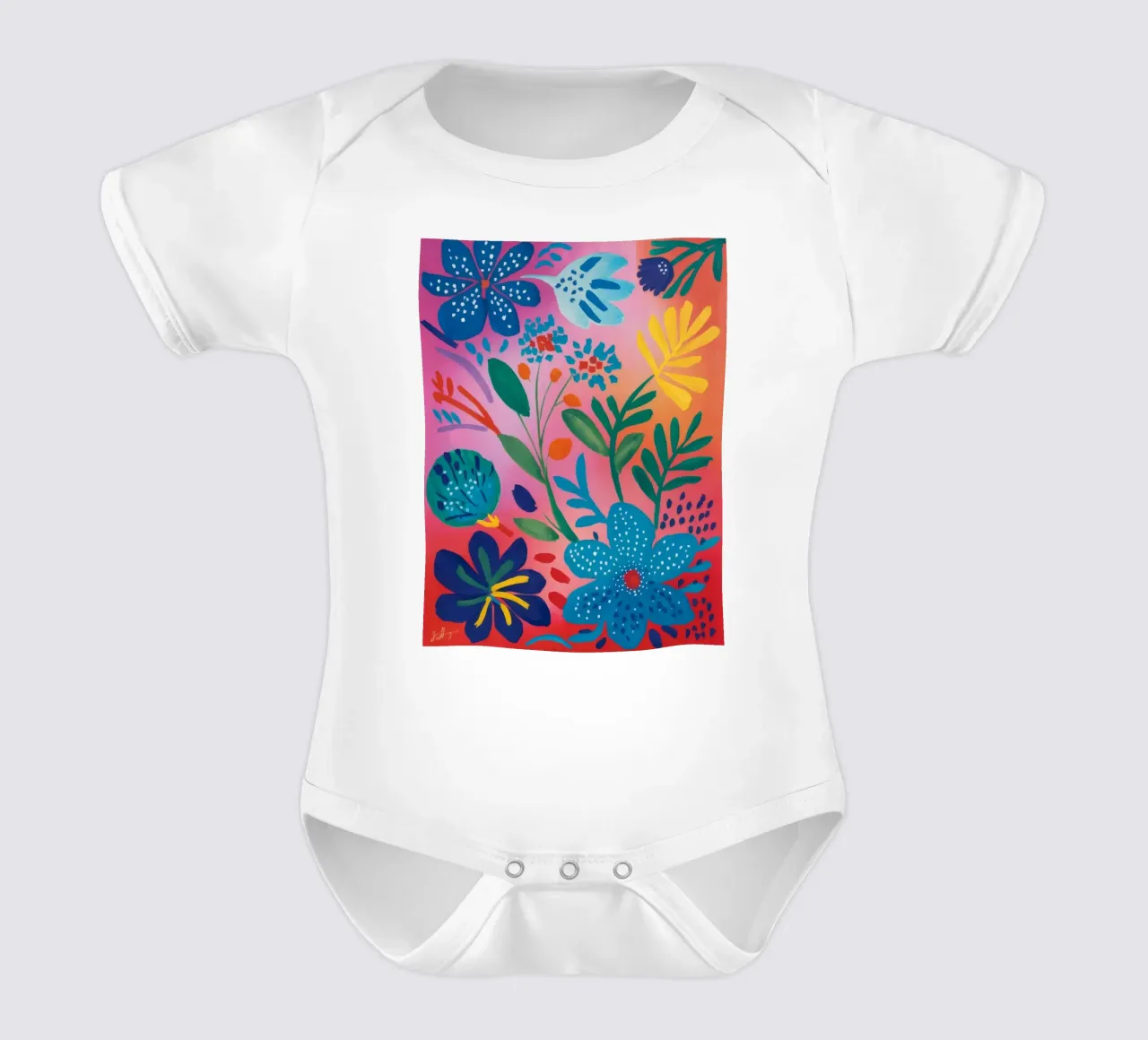 Oceanic Coral Dream short-sleeve baby romper by Zep Layers