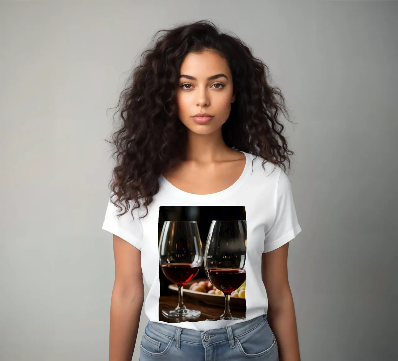 Eleganti bicchieri da vino rosso con uva in un bar accogliente t-shirt da donna da DesignDoodle