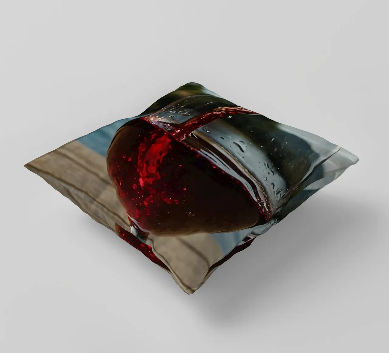 Versare del vino rosso in un bicchiere accanto a un lago tranquillo, al sole. cuscino da DesignDoodle