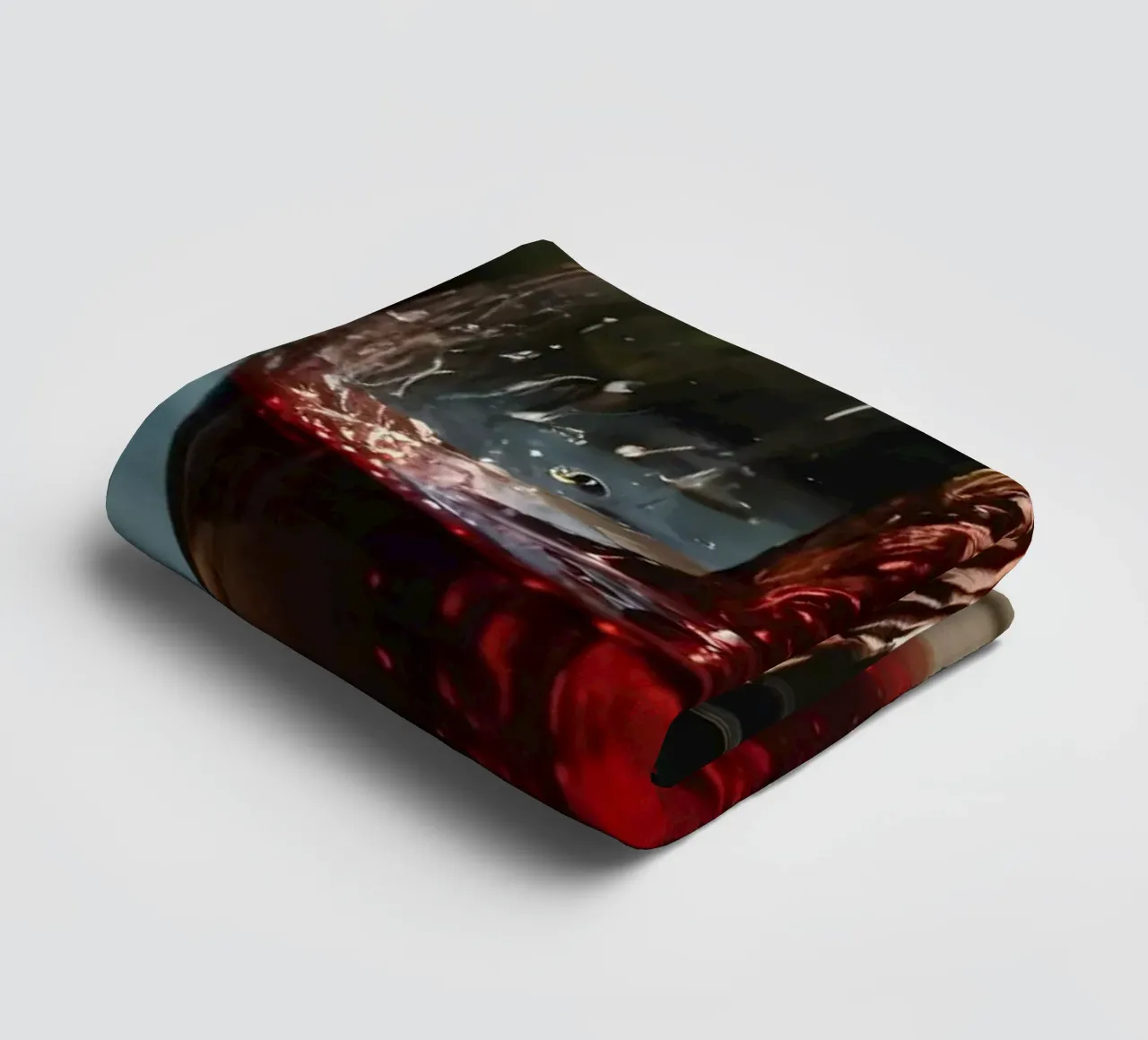 Pouring red wine into a glass beside a tranquil lake at suns towel by DesignDoodle