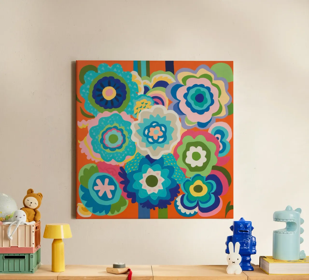 Cerulean bloesem extase canvas met Baklijst van Zep Layers