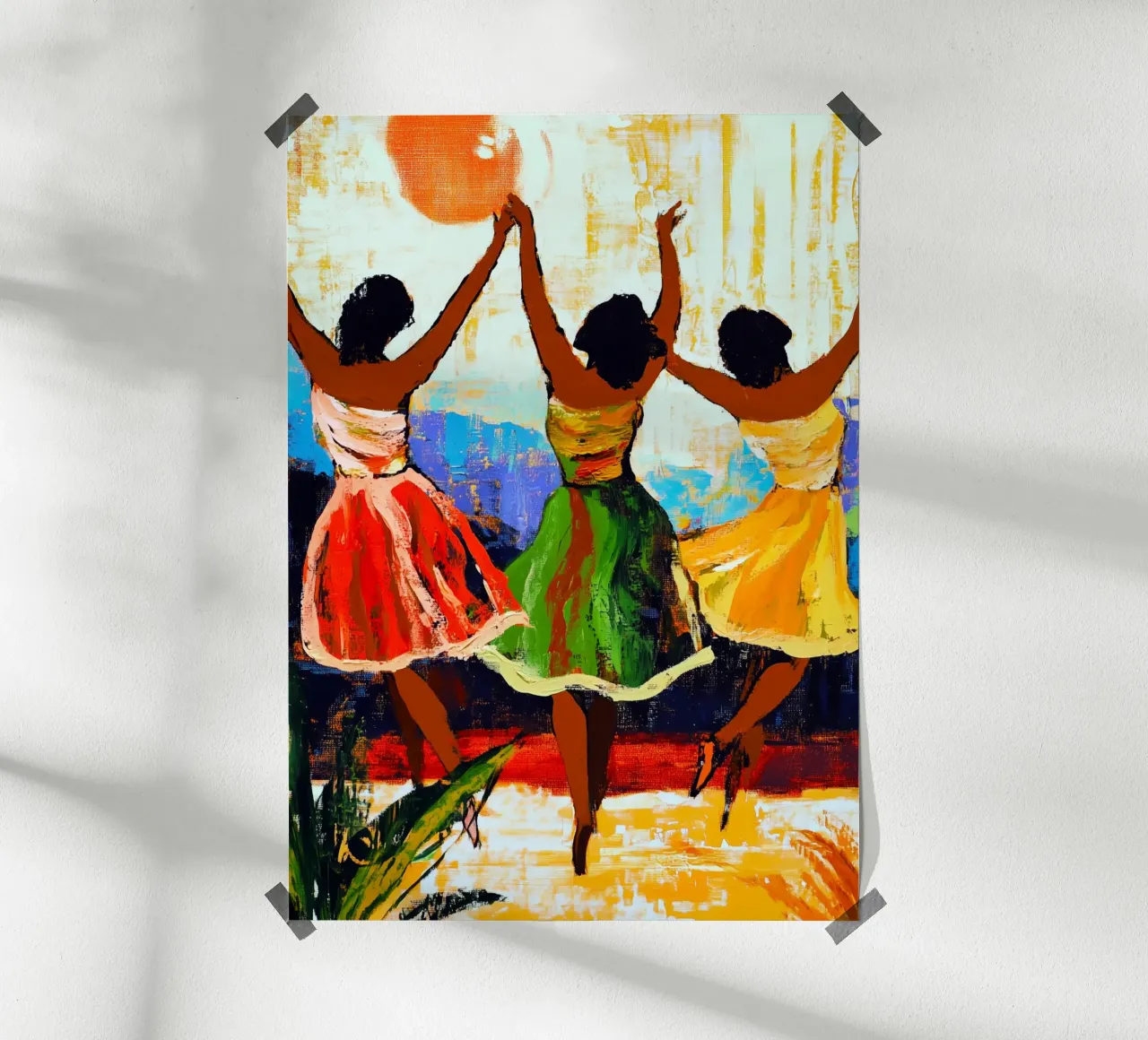 Donne danzanti poster con telaio in legno da Justyna Jaszke JBJart