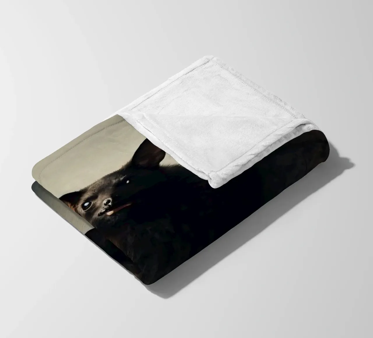 Un pipistrello sospeso a mezz'aria che mette in mostra la sua impressionante apertura alare coperta in pile da DesignDoodle