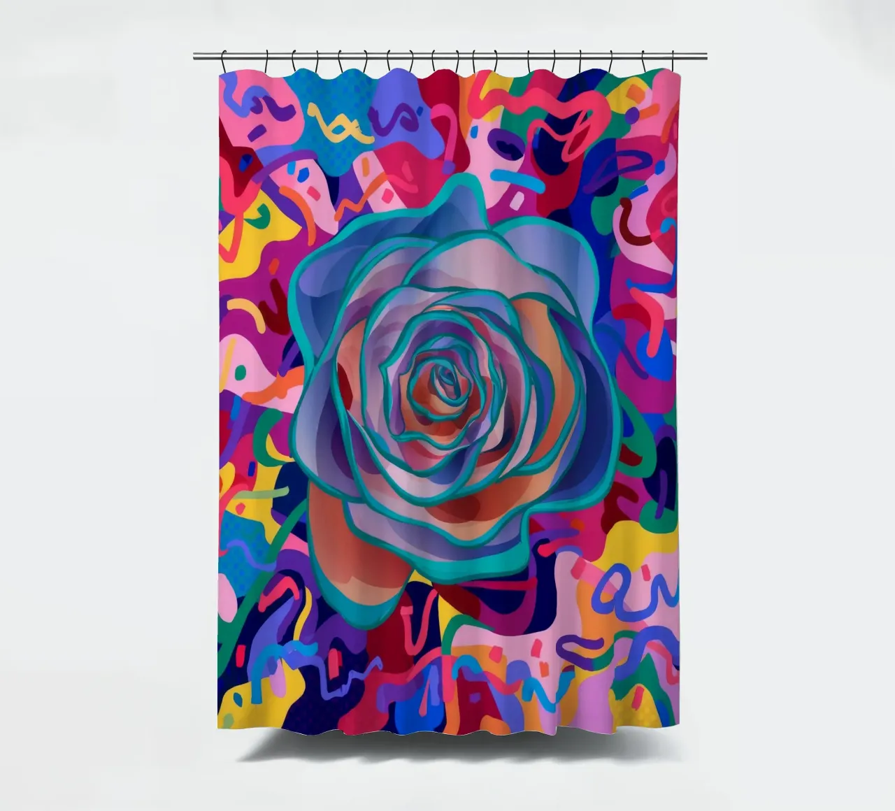 Crimson Rose Enigma shower curtain by Zep Layers