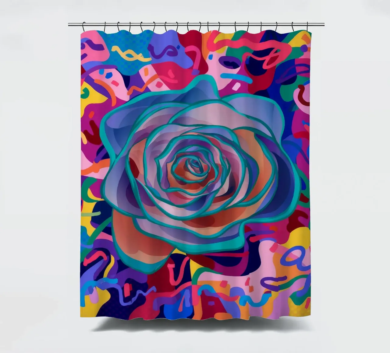 Crimson Rose Enigma shower curtain by Zep Layers