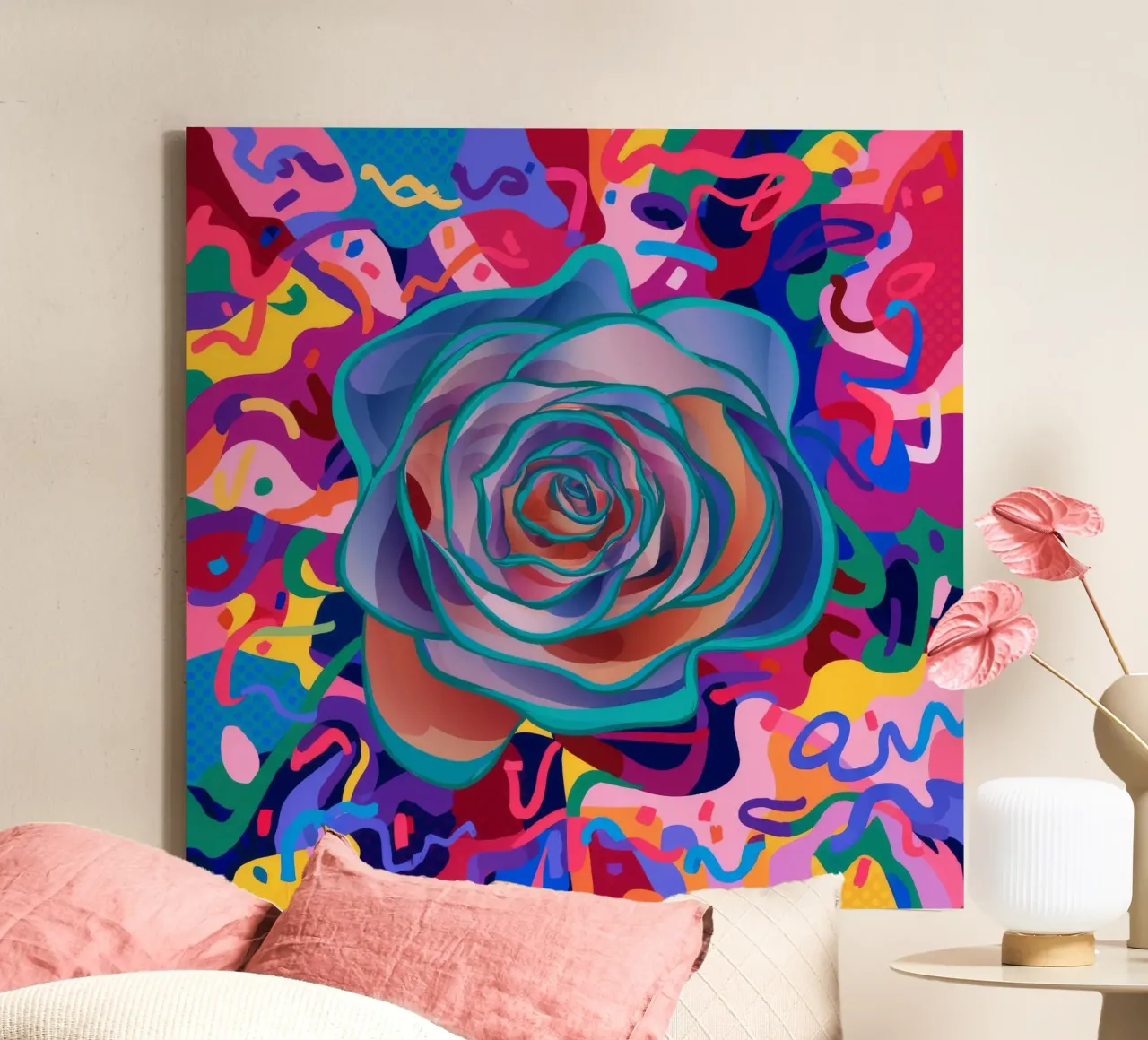 Enigma della rosa cremisi tela con Cornice a cassetta da Zep Layers