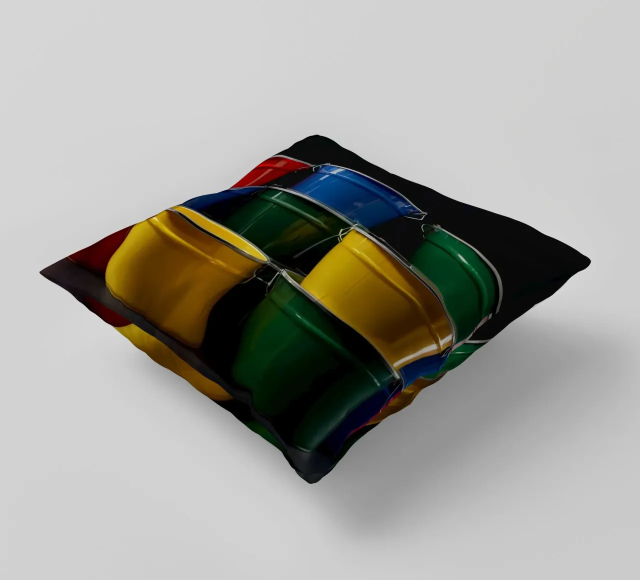 Secchi colorati impilati in una disposizione creativa cuscino da DesignDoodle