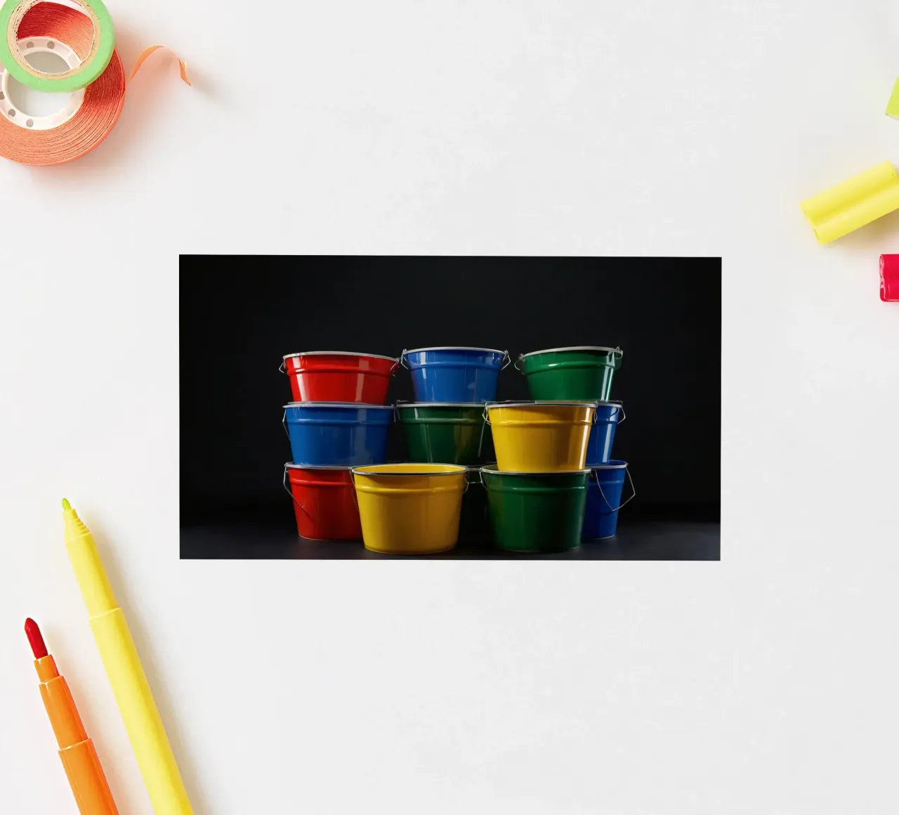 Cubos de colores apilados en una disposición creativa pegatina de DesignDoodle