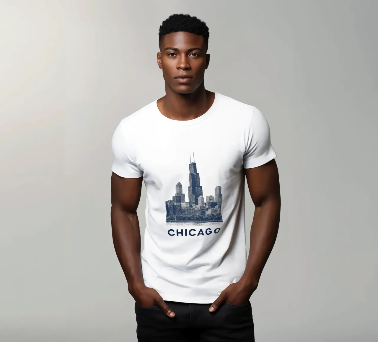 Sears Tower Style – Linocut Series camiseta de Studio Mooodz