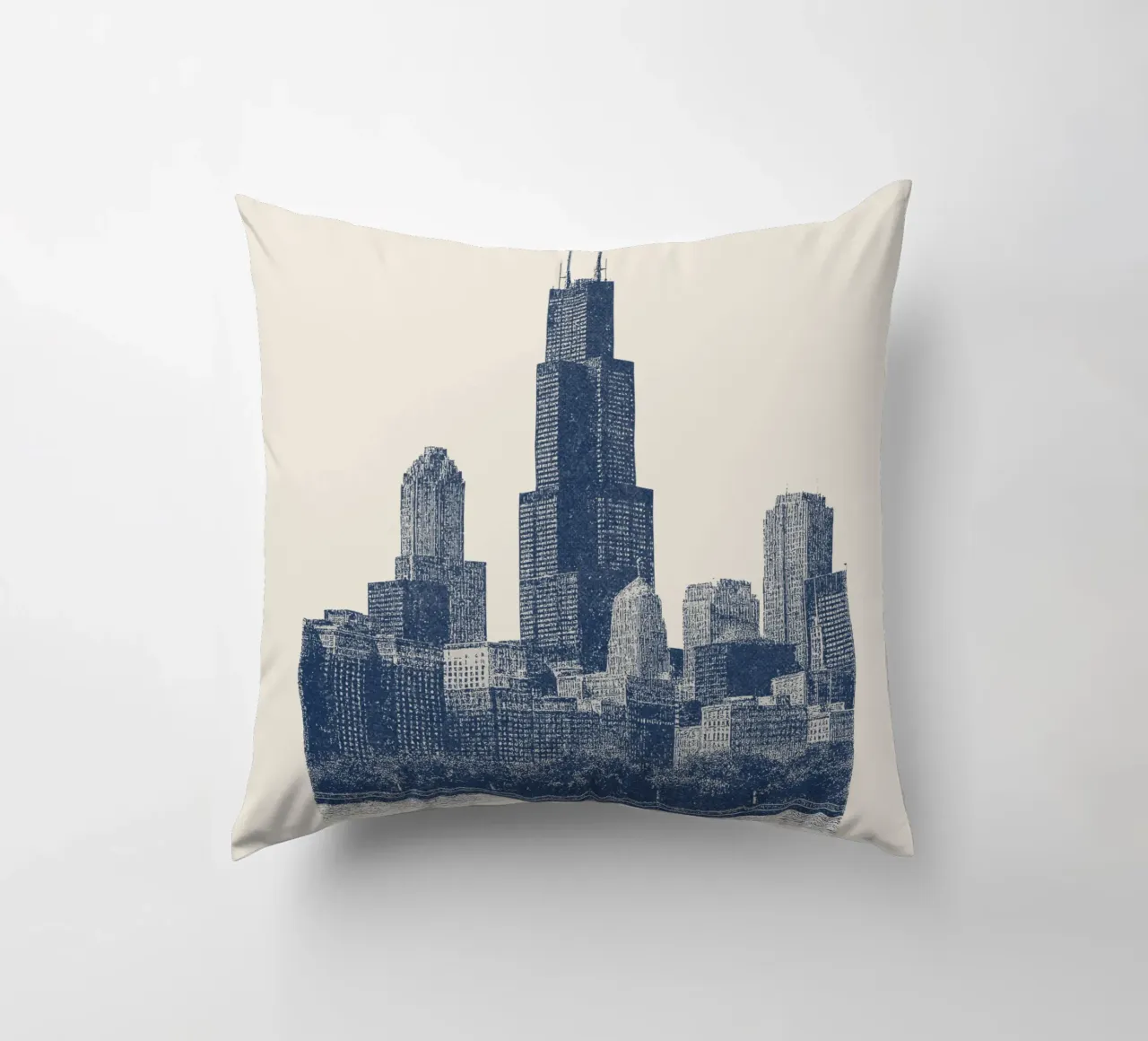 Sears Tower Style – Linocut Series cojín de Studio Mooodz