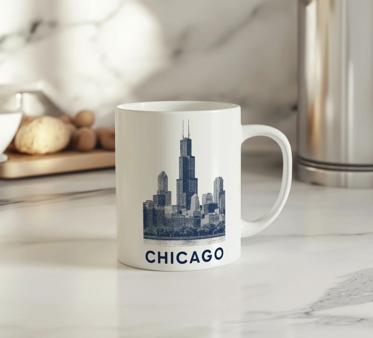Sears Tower Style – Linocut Series tazza in ceramica da Studio Mooodz