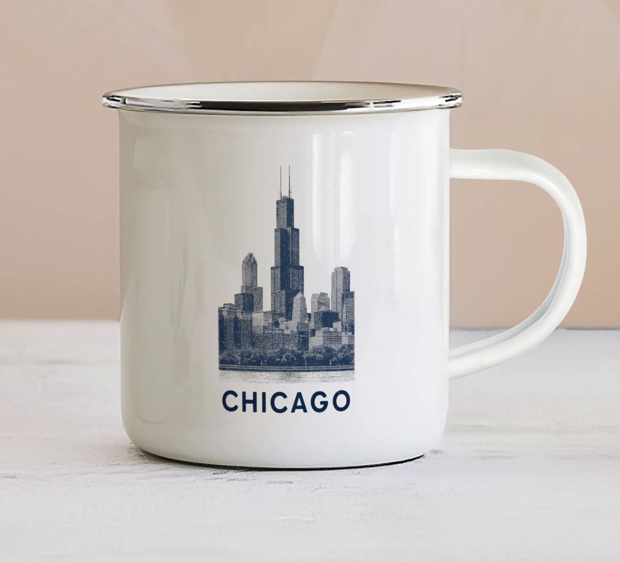 Sears Tower Style – Linocut Series tazza in smalto da Studio Mooodz