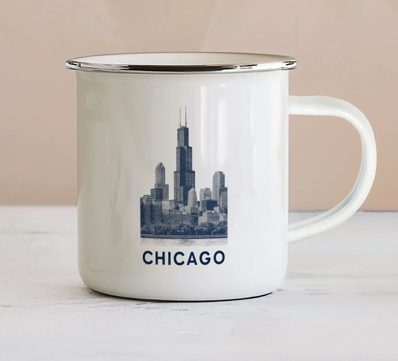 Sears Tower Style – Linocut Series tazza in smalto da Studio Mooodz