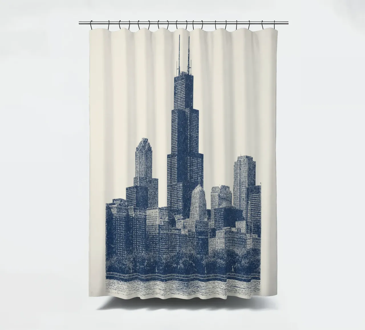 Sears Tower Style – Linocut Series tenda da doccia da Studio Mooodz