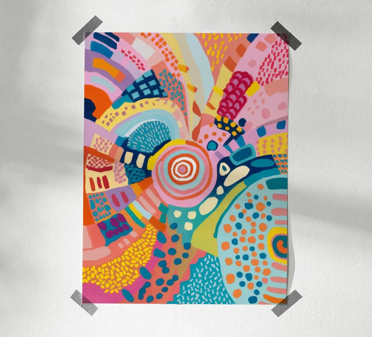Gioia caleidoscopica poster con telaio in legno da Zep Layers