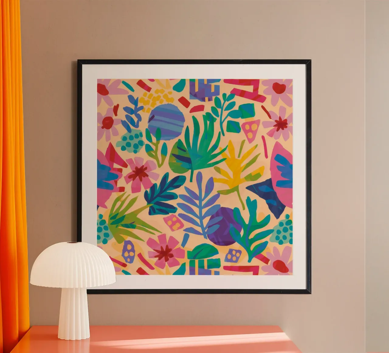 Serenità delle foglie poster con telaio in legno da Zep Layers