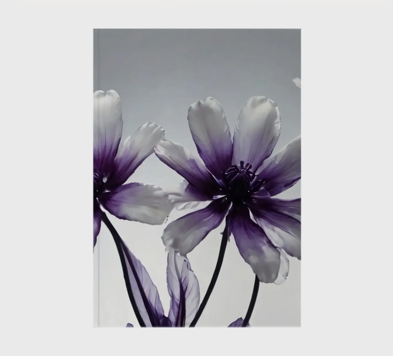 Delicate paarse en witte bloemen met een zachte achtergrond notitieboek van DesignDoodle