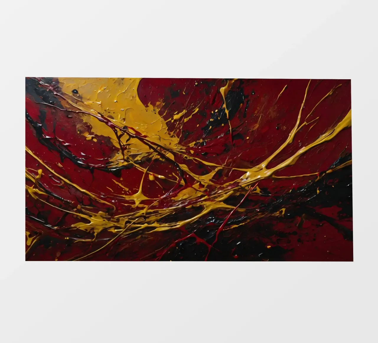 abstract painting featuring dynamic splashes of red, black backlit film by DesignDoodle