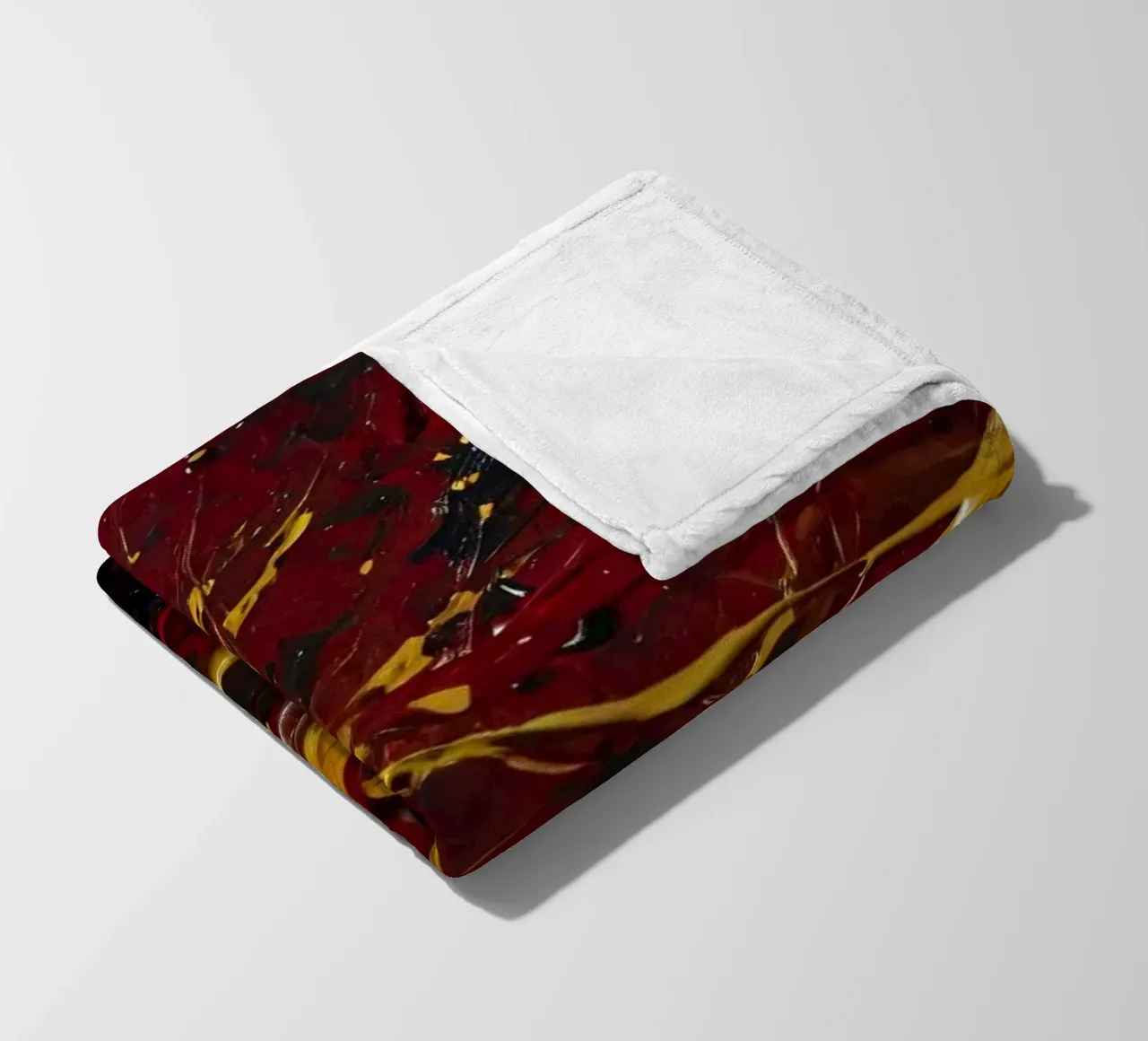 abstract painting featuring dynamic splashes of red, black fleece blanket by DesignDoodle