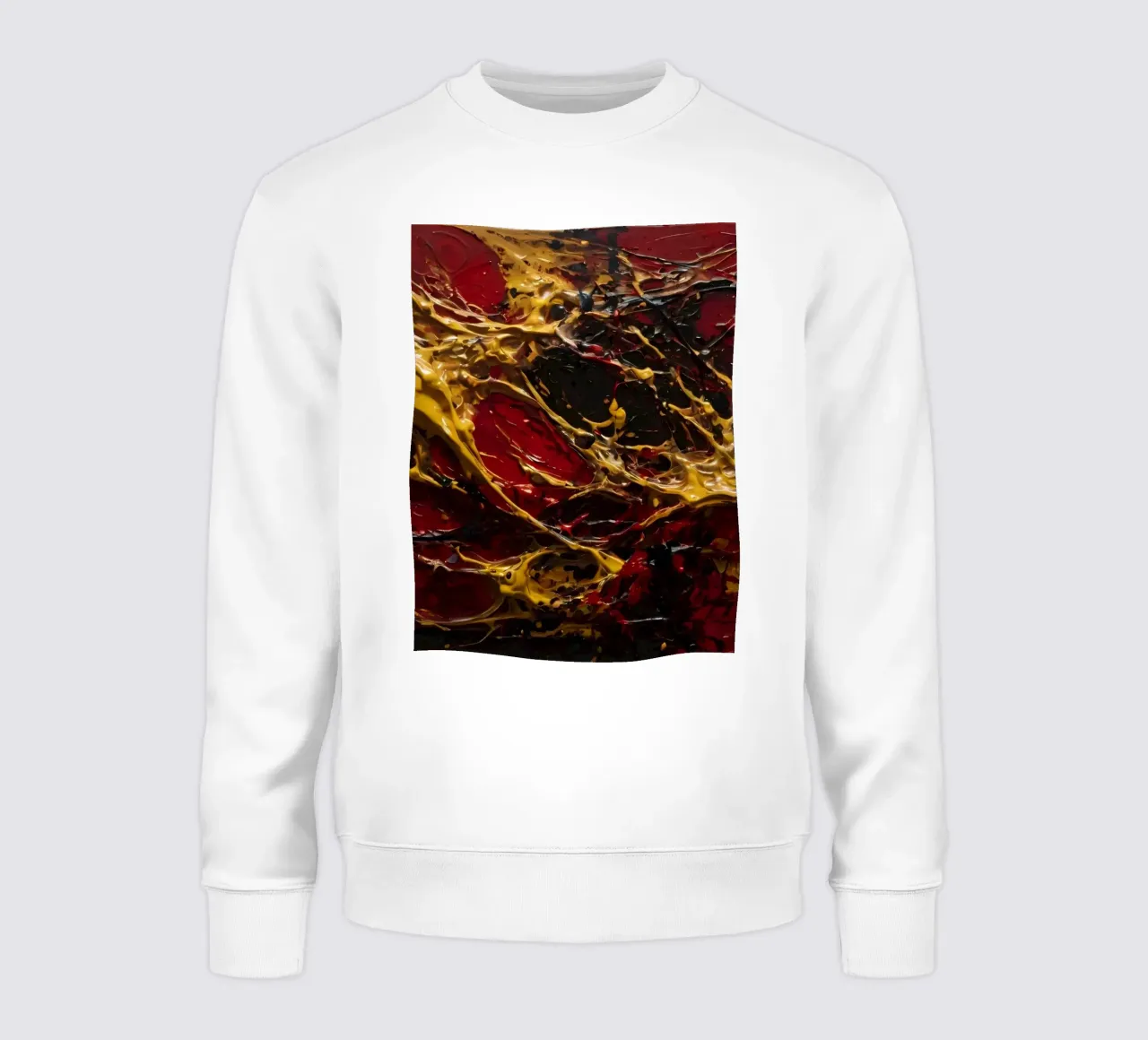 Opera d'arte espressionista astratta con colori vivaci rosso e nero, felpa da DesignDoodle