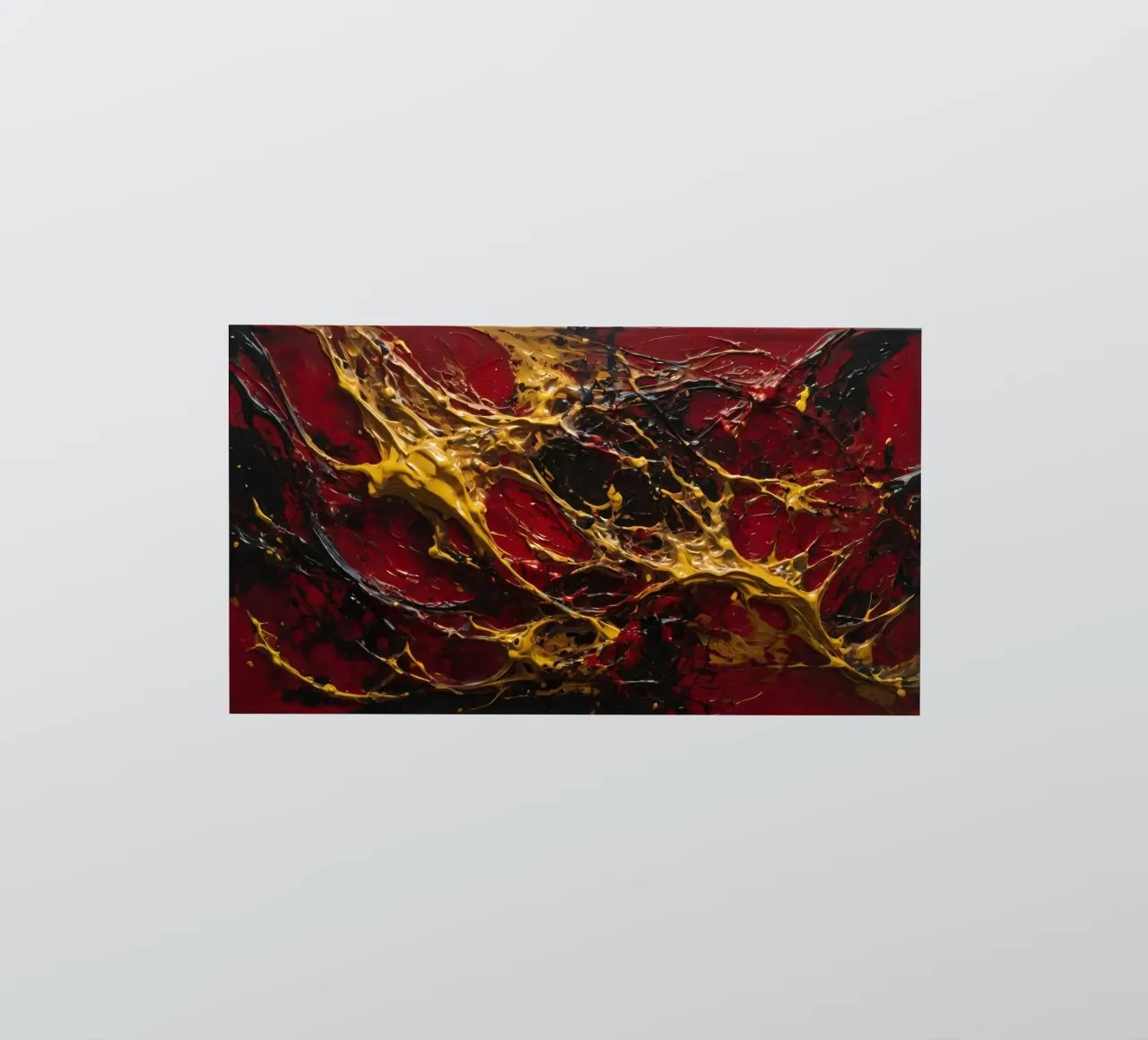 Abstract expressionist artwork featuring vibrant red, black, sticker by DesignDoodle